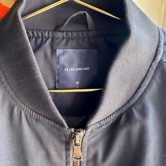 Peter England Blue Zipper pockets Blue lined Bomber size Medium - Picture 6 of 11